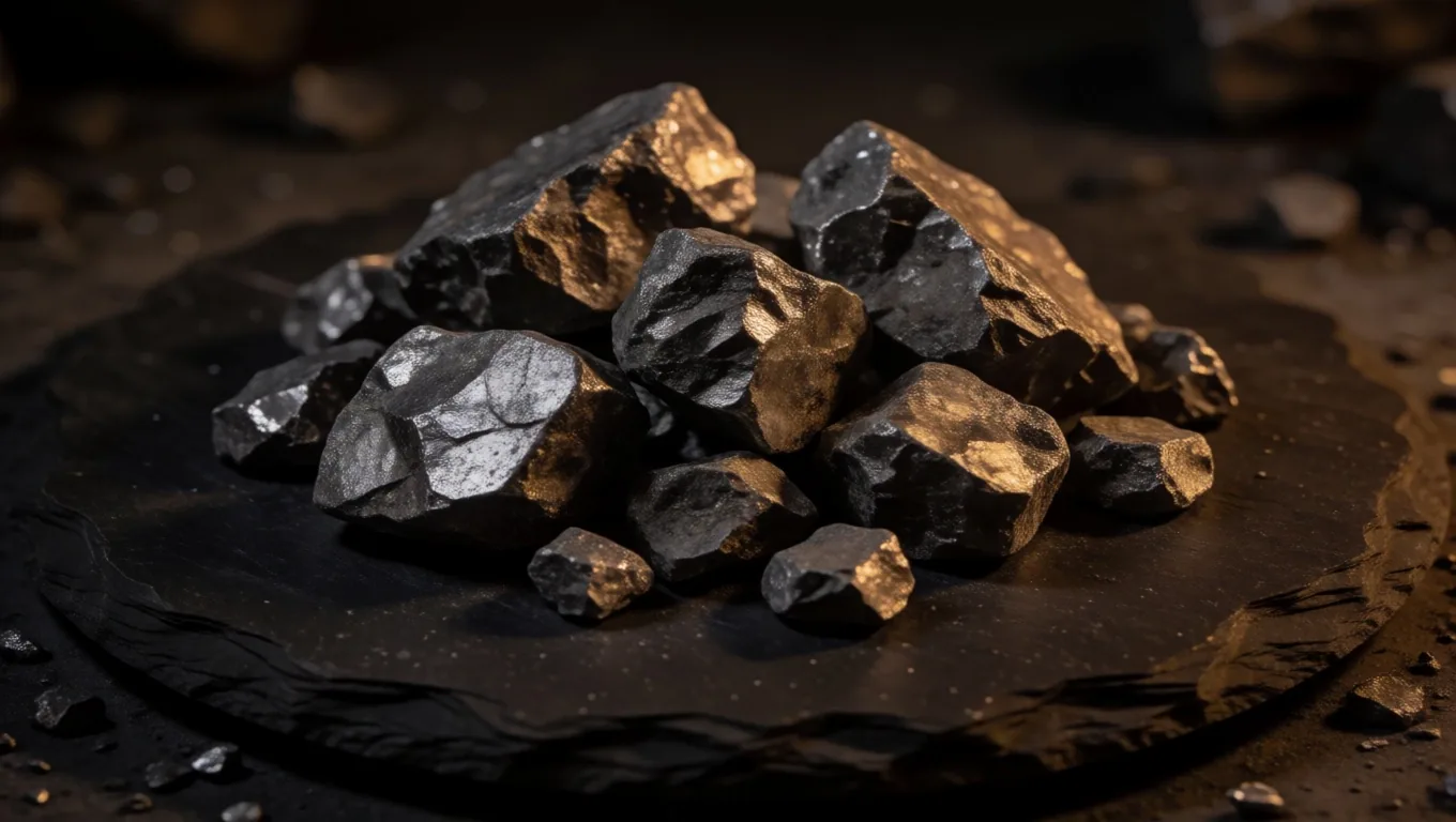 Magnesium and zinc mineral specimens on dark textured paper